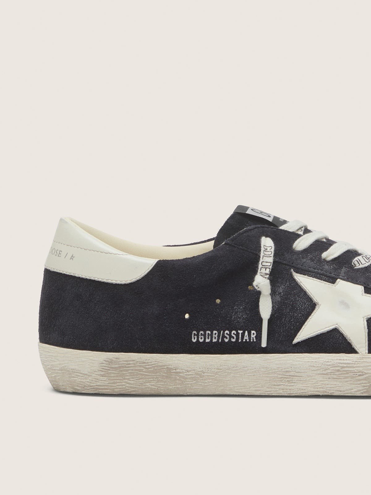 Golden Goose Super-Star de suede azul-escuro com estrela branca