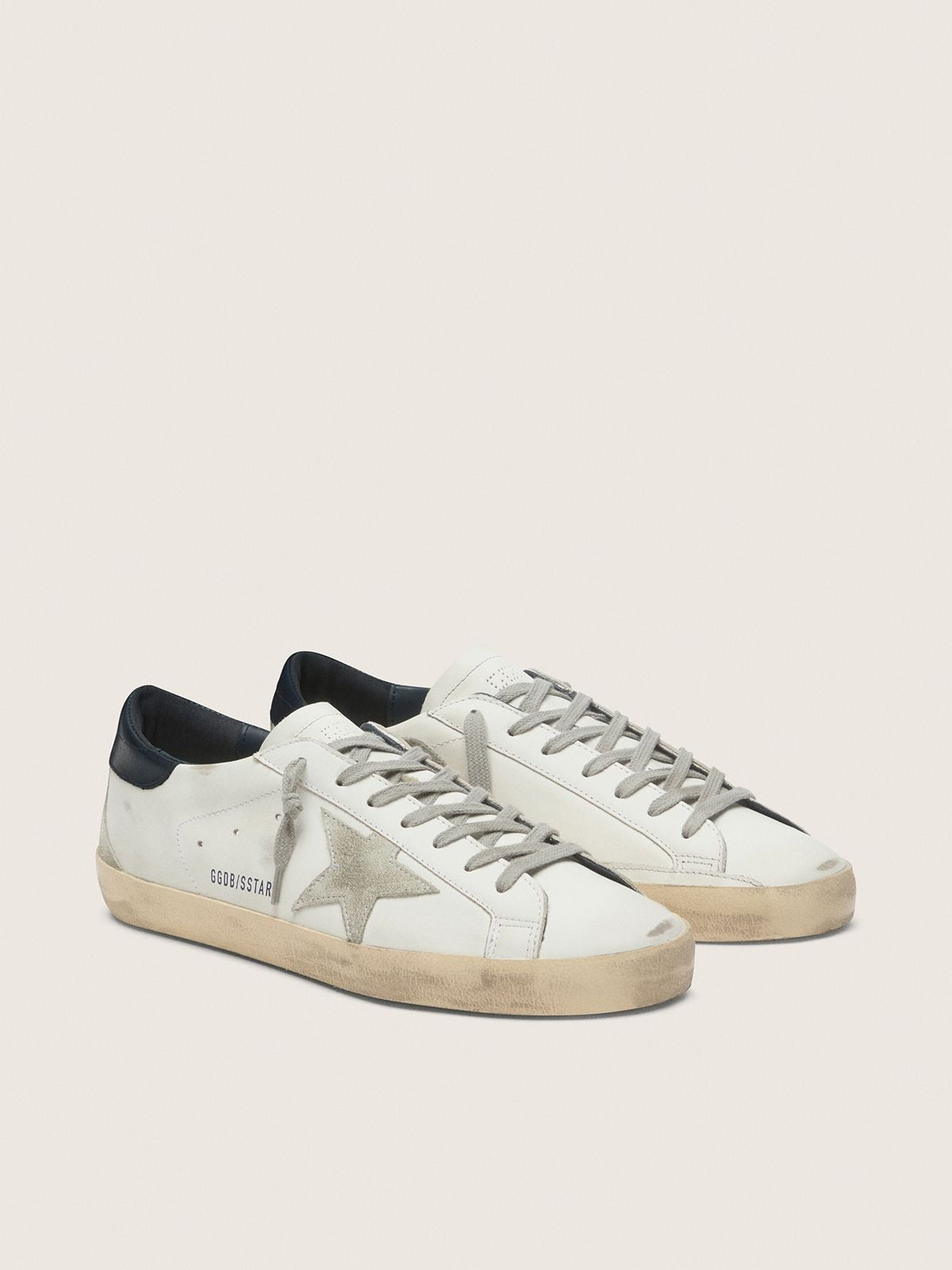 Golden Goose Super-Star masculino com estrela de suede e talão azul