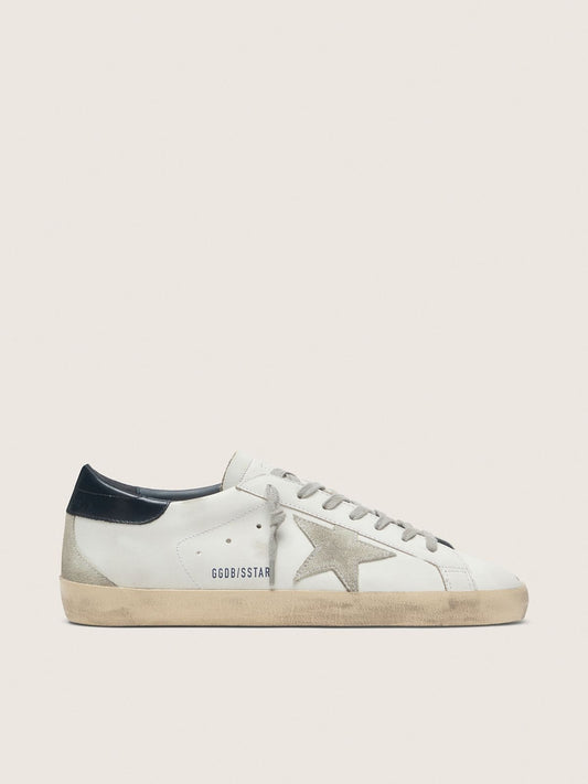 Golden Goose Super-Star masculino com estrela de suede e talão azul