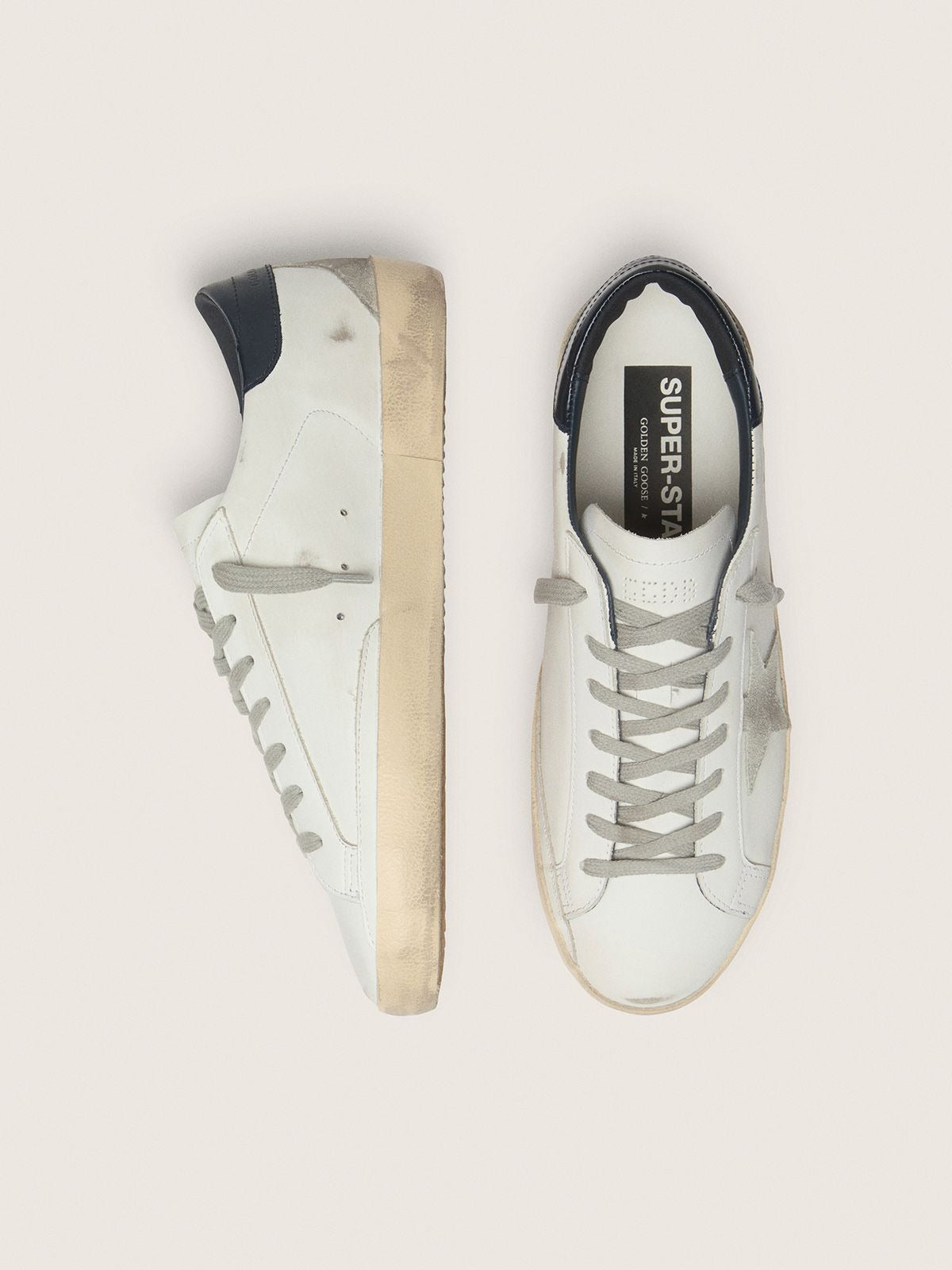 Golden Goose Super-Star masculino com estrela de suede e talão azul