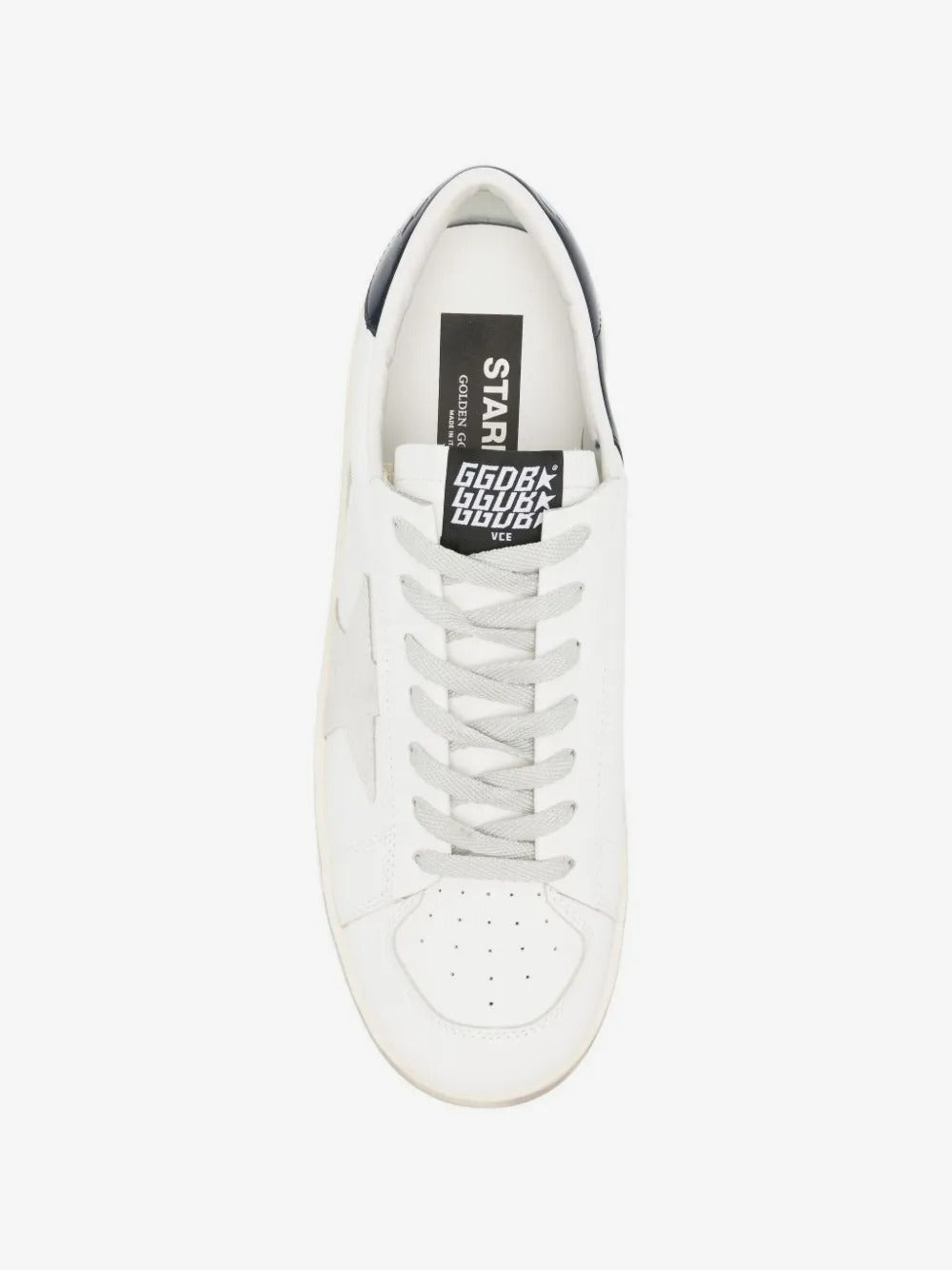 Golden Goose Stardan com estrela em camurça cinza e contraforte azul
