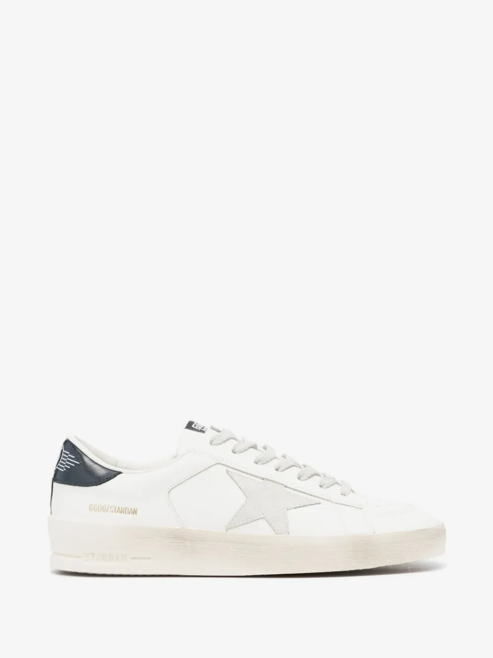 Golden Goose Stardan com estrela em camurça cinza e contraforte azul