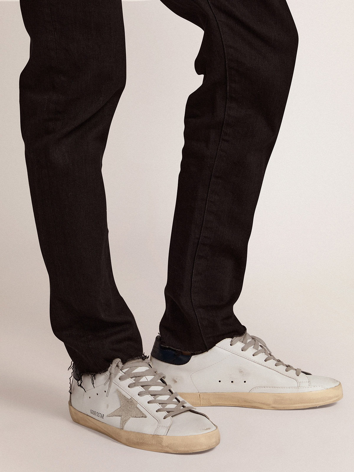Golden Goose Super-Star masculino com estrela de suede e talão azul